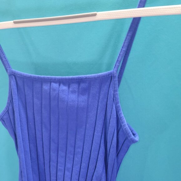 Shein Youth 11-12 Blue Ribbed Knit Dress With Side Ruched Detailing & Spaghetti - Picture 12 of 14